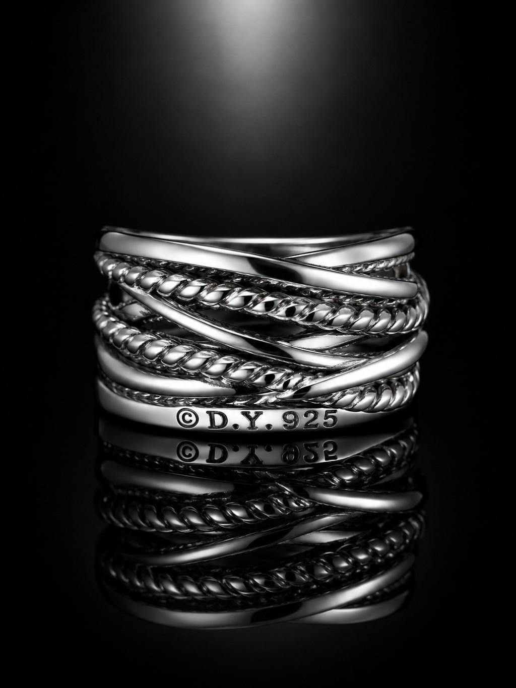 David Yurman Infinity Pavé Diamond Ring — Sterling Silver, Size 7