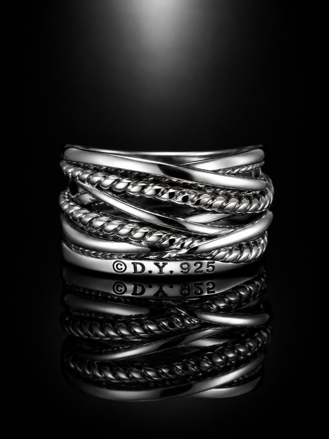 David Yurman Infinity Pavé Diamond Ring — Sterling Silver, Size 7