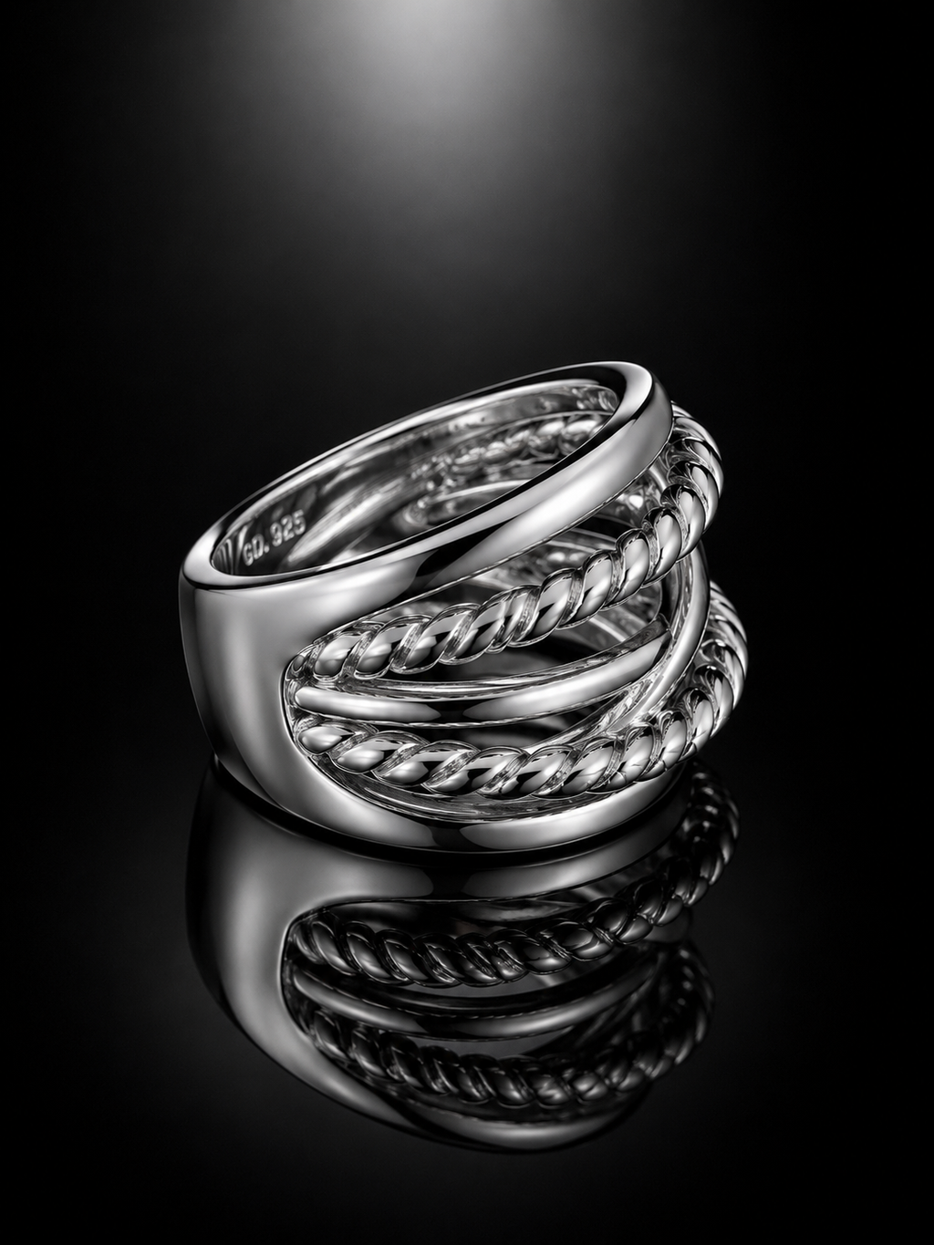David Yurman Infinity Pavé Diamond Ring — Sterling Silver, Size 7