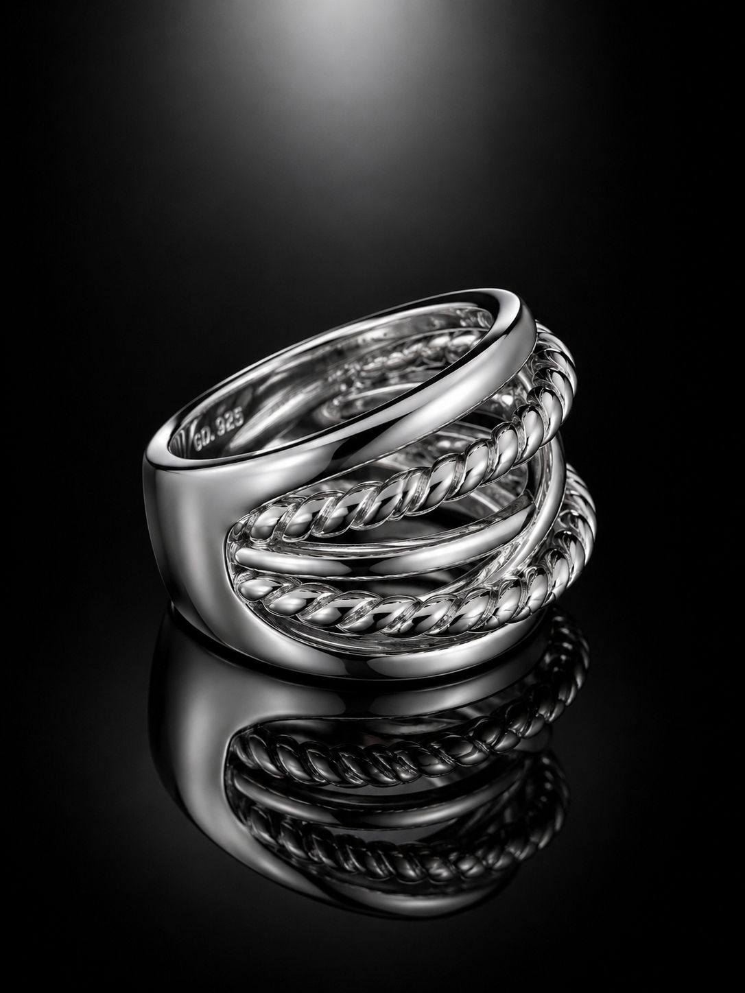 David Yurman Infinity Pavé Diamond Ring — Sterling Silver, Size 7