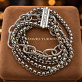 Sterling silver multi-chain bracelet, close view