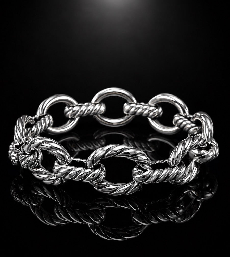 David Yurman Oval Link Chain Bracelet — Sterling Silver, 7.5"