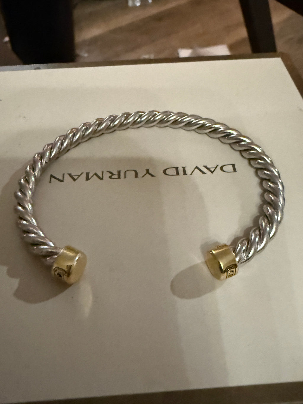 David Yurman Cable Cuff Bracelet — Sterling Silver & 18K Gold, 6mm, Men's