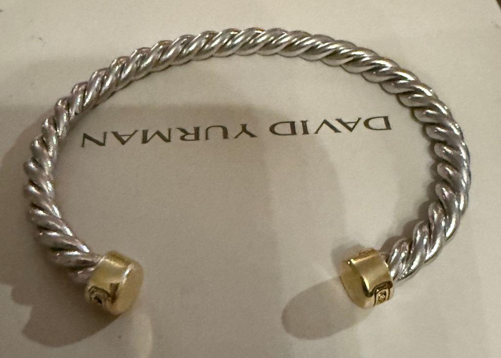 David Yurman Cable Cuff Bracelet — Sterling Silver & 18K Gold, 6mm, Men's