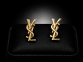 Saint Laurent Opyum YSL Monogram Earrings — Gold-Tone, With Box