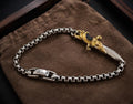 David Yurman Waves Dagger Bracelet — Sterling Silver, 18k Gold & Black Diamonds, 8"
