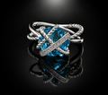 David Yurman Cable Wrap Ring — Blue Topaz & Diamonds