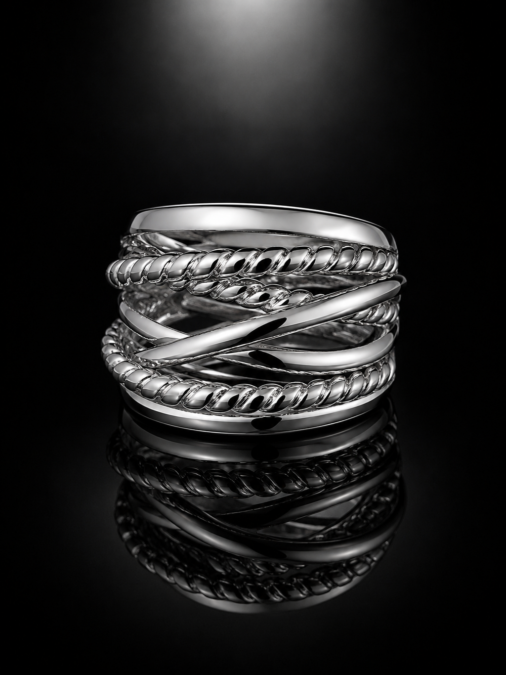 David Yurman Infinity Pavé Diamond Ring — Sterling Silver, Size 7