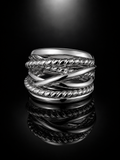 David Yurman Infinity Pavé Diamond Ring — Sterling Silver, Size 7