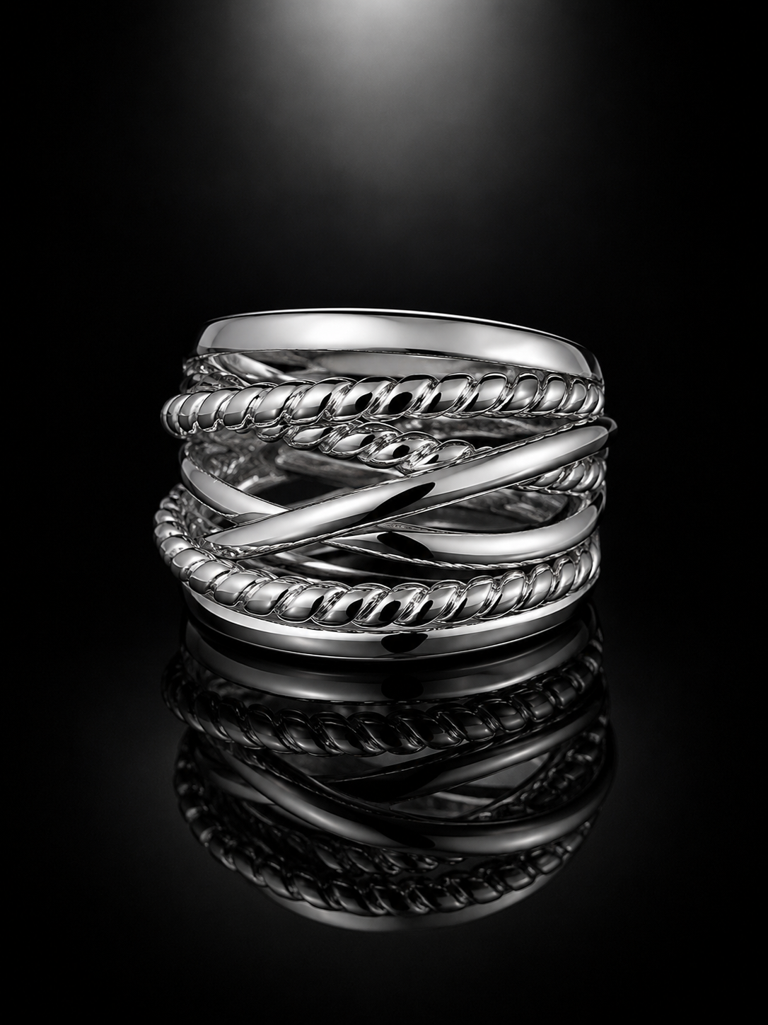 David Yurman Infinity Pavé Diamond Ring — Sterling Silver, Size 7