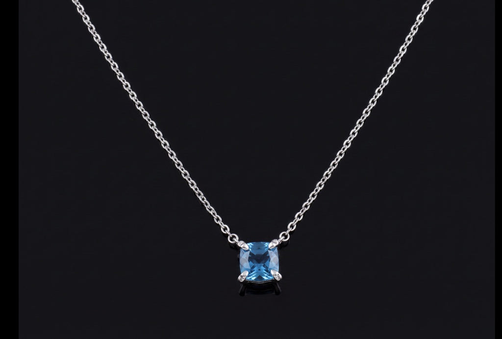 Blue Topaz Drop Necklace — Sterling Silver, 18"