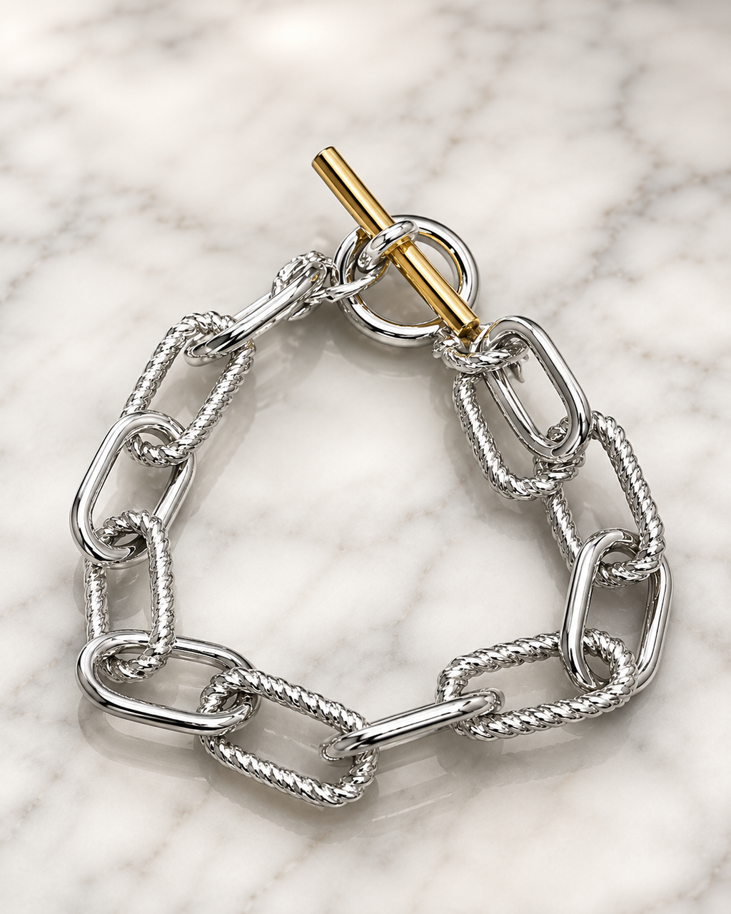 David Yurman Lexington Chain Bracelet — Sterling Silver & 18K Gold