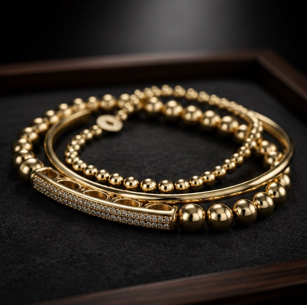 Ross-Simons Gold Bracelet Stack — 3-Piece Set, 18k Gold Plated