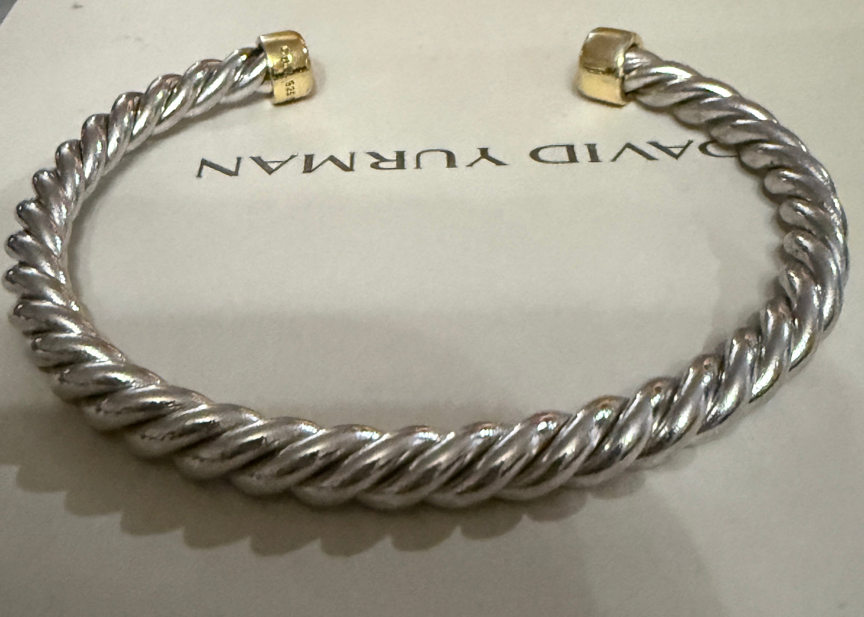 David Yurman Cable Cuff Bracelet — Sterling Silver & 18K Gold, 6mm, Men's