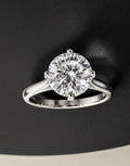 Round Moissanite Solitaire Ring — 4 Carat, Platinum, Size 7