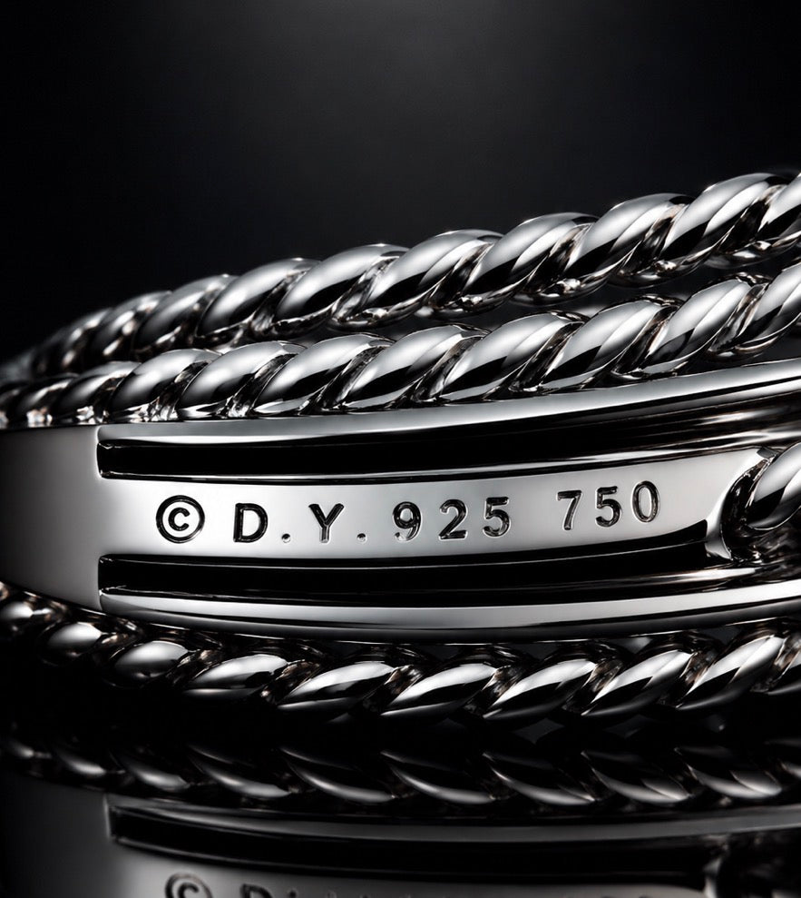 David Yurman X Crossover Multi-Row Ring — Diamonds, Silver & 18K Gold, Size 7