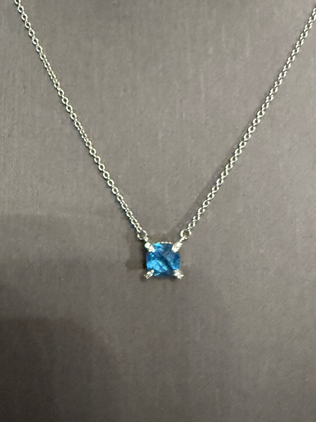 Blue Topaz Drop Necklace — Sterling Silver, 18"