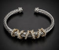 David Yurman Two-Tone Cable Cuff Bracelet with Pavé Accents size s/m