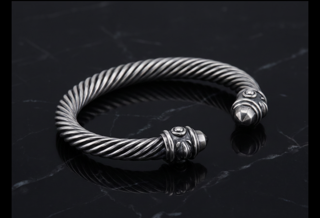 David Yurman Wheaton Cable Cuff Bracelet — Blackened Sterling Silver, 7mm