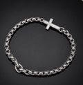 David Yurman Cross Station Bracelet — Sterling Silver Box Chain, 8.5"