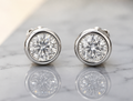 Lab Diamond Bezel Stud Earrings — 3.5 CTW, F/VVS2, 14K Gold, IGI Certified