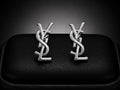 Saint Laurent Opyum YSL Monogram Earrings — Silver-Tone, With Box
