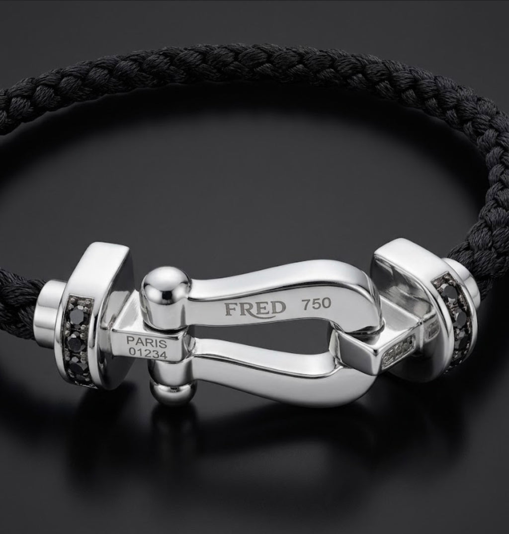 PHNX sterling silver horseshoe rope bracelet with diamond accents, 7.5 inches