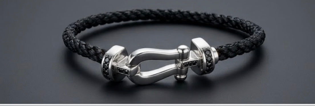 PHNX sterling silver horseshoe bracelet diamond accent detail