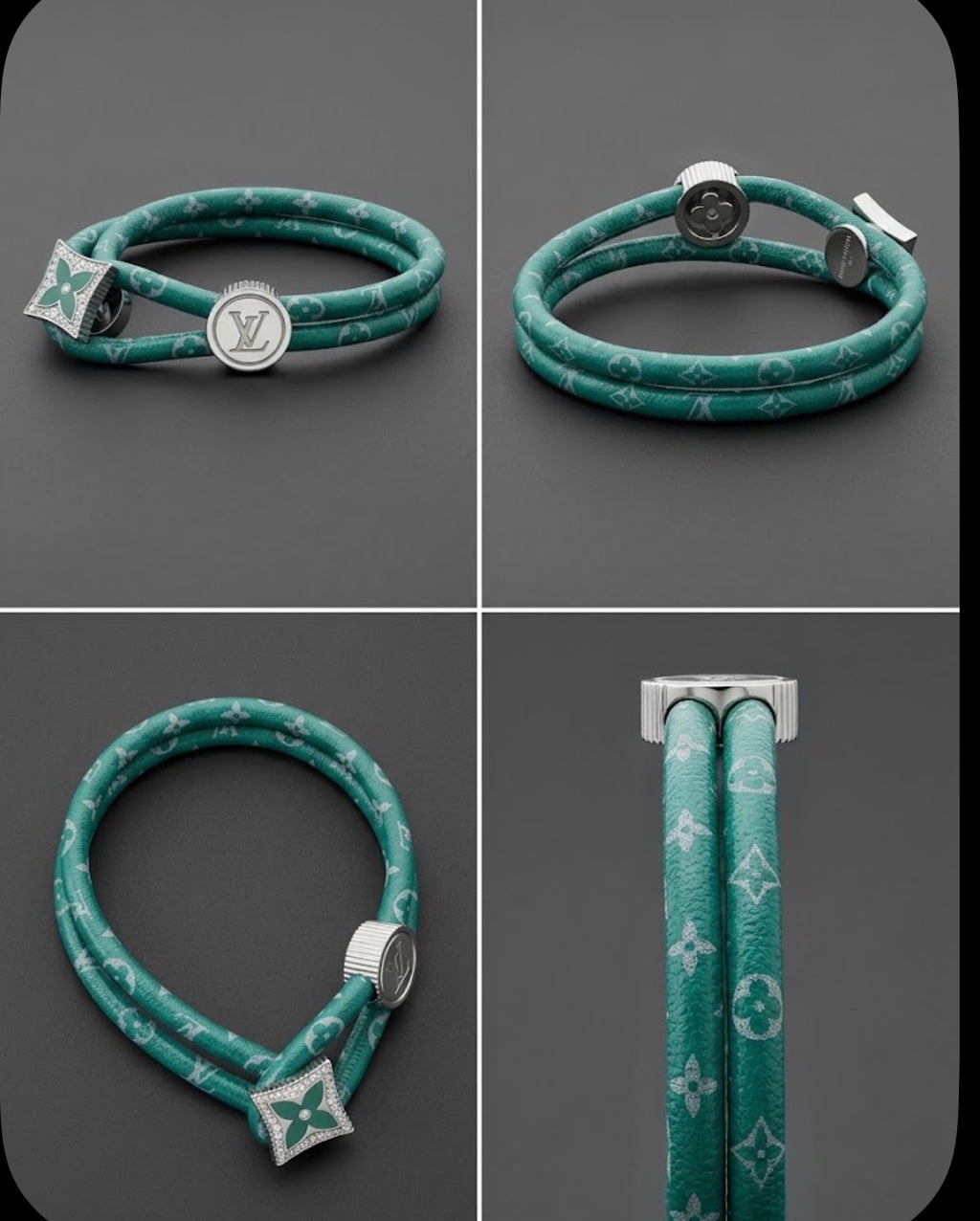 Louis Vuitton medium sterling silver fabric rope bracelet
