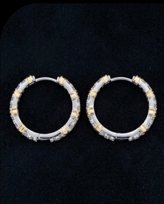PHNX 3.00 carat total weight lab-grown diamond two-tone 14K gold hoop earrings