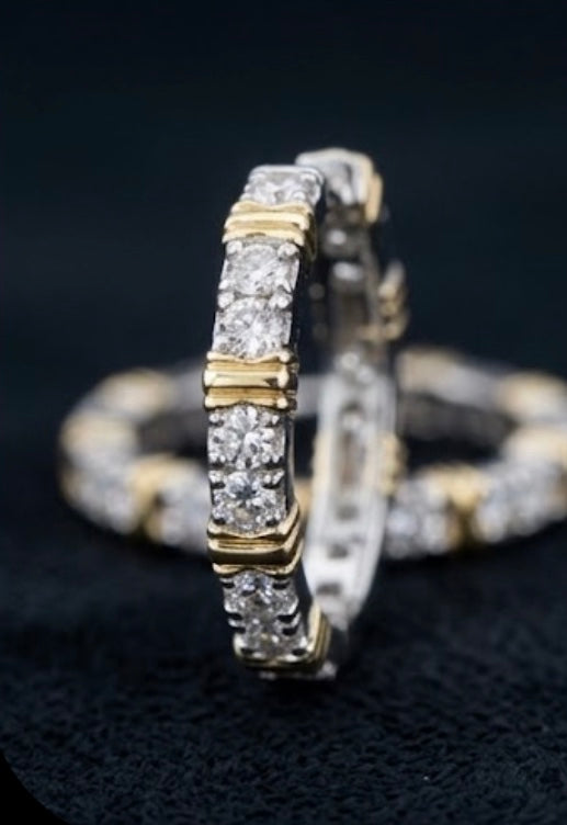 PHNX two-tone 14K gold lab-grown diamond hoop earrings side view