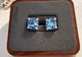 David Yurman blue stone earrings, front view of the pair