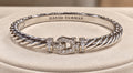 David Yurman Buckle Classic Cable Bracelet in Sterling Silver with Pavé Diamonds, 5mm — Small