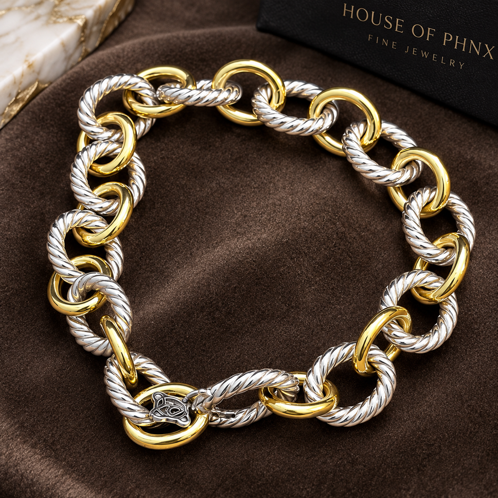 David Yurman Madison sterling silver and 18K gold bracelet, 7.75 inch