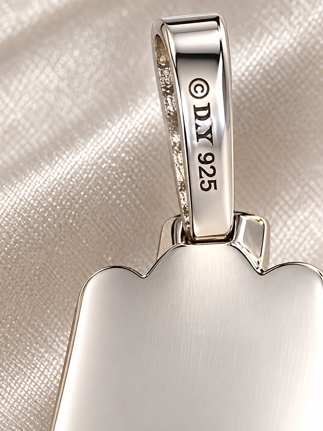 David Yurman men's rectangular pendant, hallmark detail
