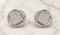 David Yurman Petite Albion pave diamond stud earrings in sterling silver front view