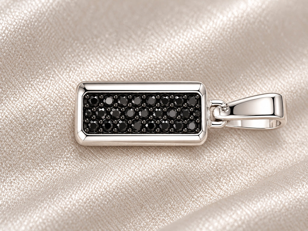 David Yurman small men's black diamond pendant, front view