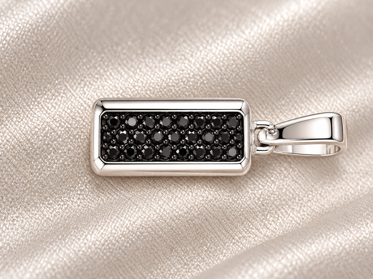 David Yurman small men's black diamond pendant, front view