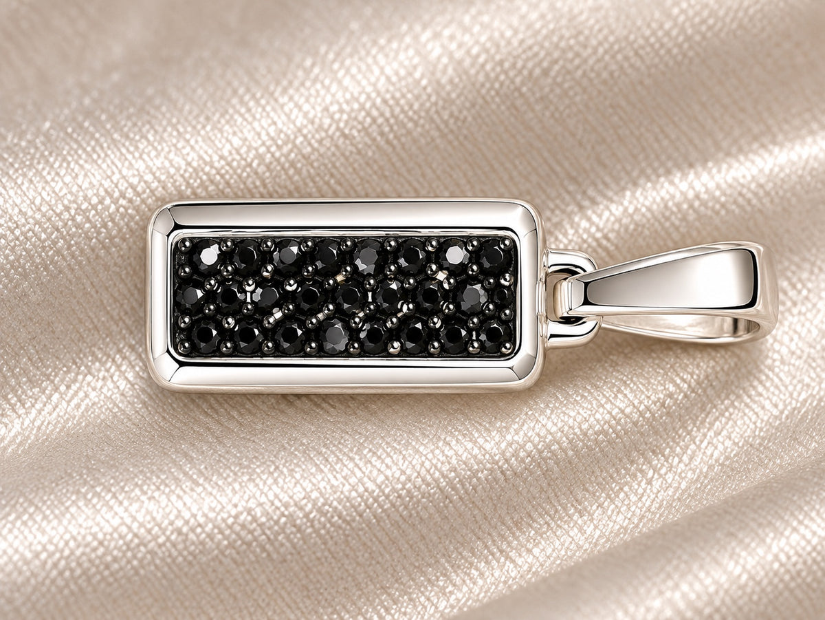 David Yurman small men's black diamond pendant, front view