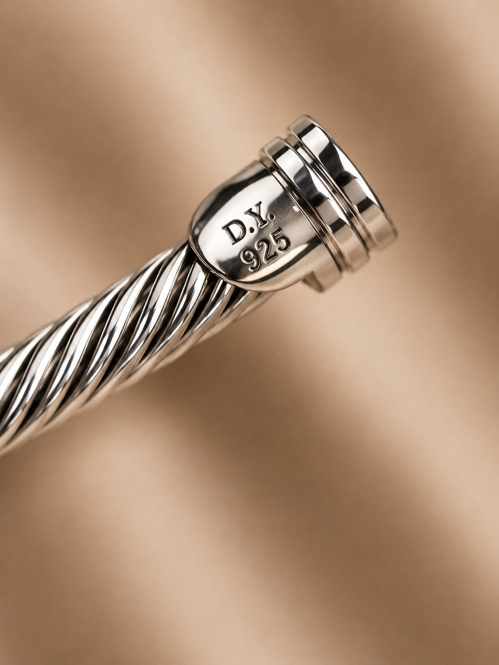 David Yurman X Classic Cable Station Bracelet in Sterling Silver, 4mm — D.Y. 925 Hallmark Detail