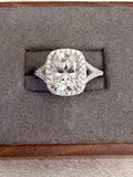 4 ct lab-grown diamond halo ring with platinum setting, front view