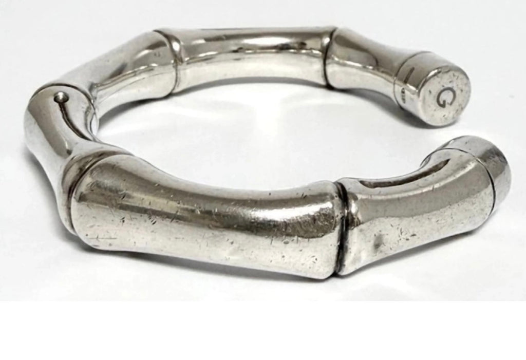 Gucci sterling silver bamboo cuff bracelet — bracelet view
