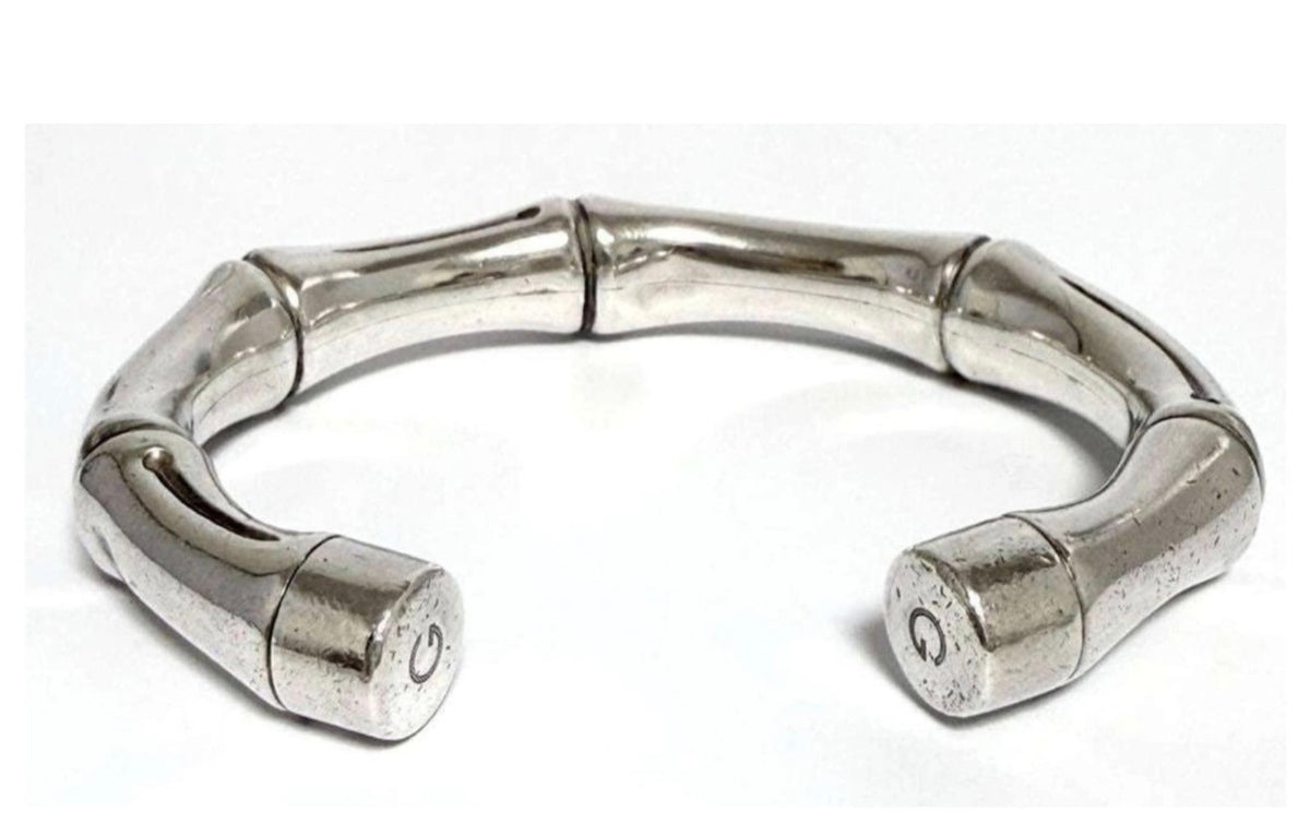Gucci sterling silver bamboo cuff bracelet — bracelet view