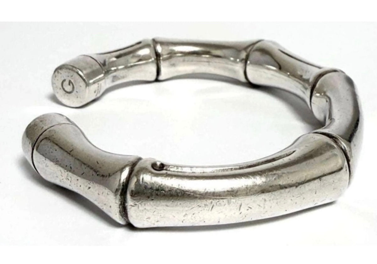 Gucci sterling silver bamboo cuff bracelet — bracelet view