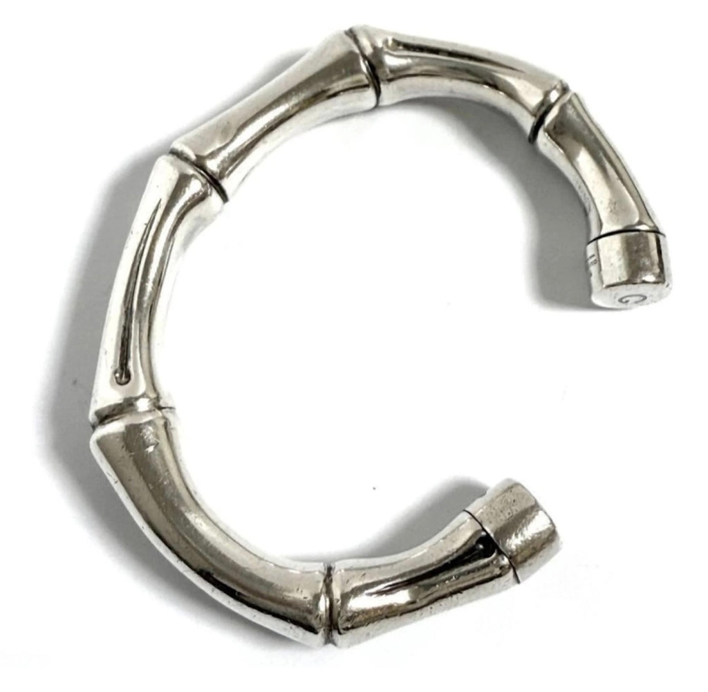 Gucci sterling silver bamboo cuff bracelet — bracelet view