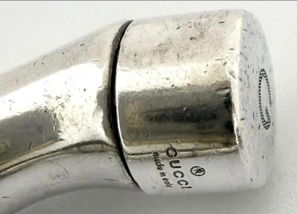 Gucci sterling silver bamboo cuff bracelet — detail view