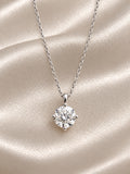 1 ct lab-grown diamond drop necklace with platinum setting, pendant close-up