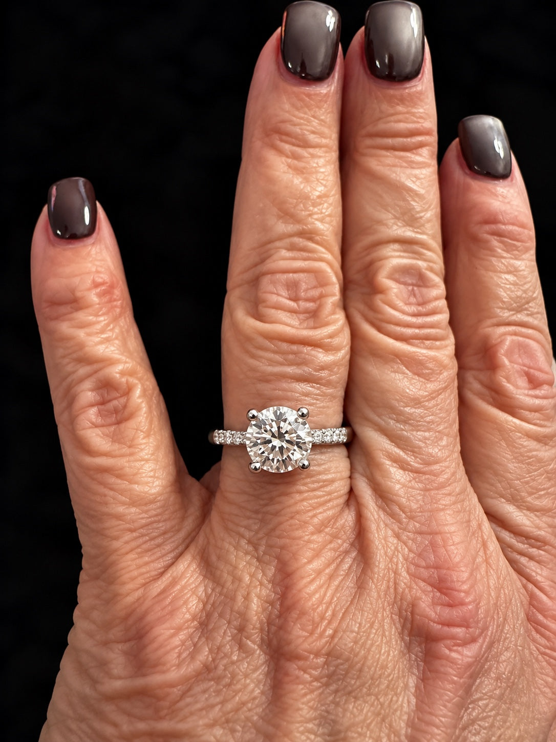 PHNX 2 Carat Lab-Grown Diamond Pavé Ring in Pt950 Platinum, Size 7 — Worn on Hand