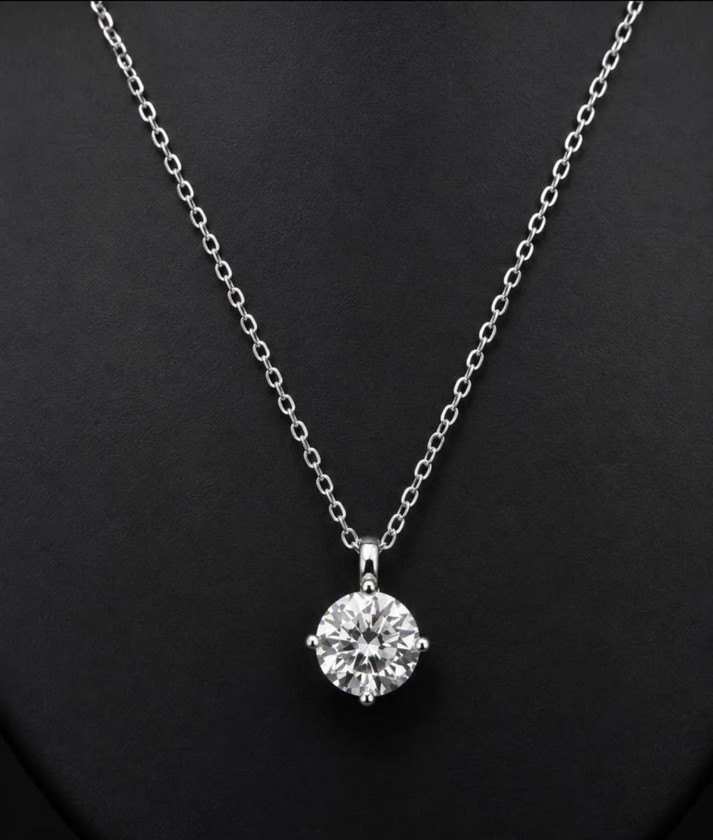 PHNX 2 carat round lab-grown diamond solitaire pendant necklace close view