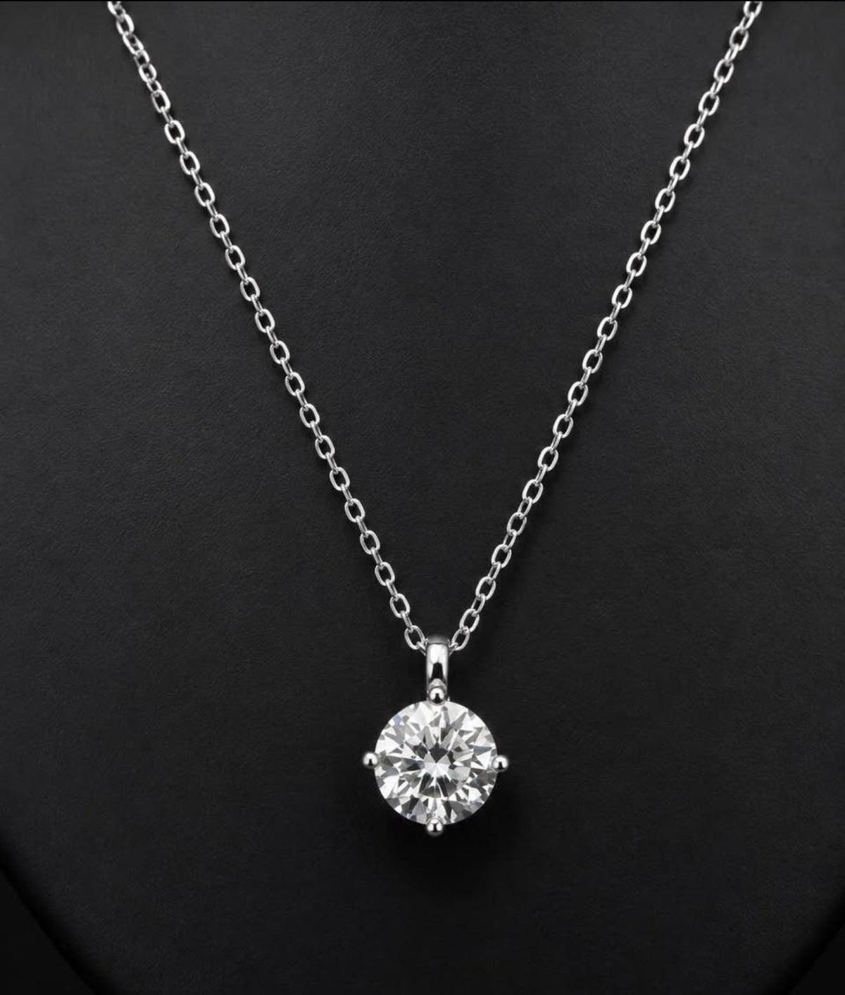 PHNX 2 carat round lab-grown diamond solitaire pendant necklace close view